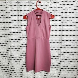 Purple High Neck Low Cut Bodycon Dress